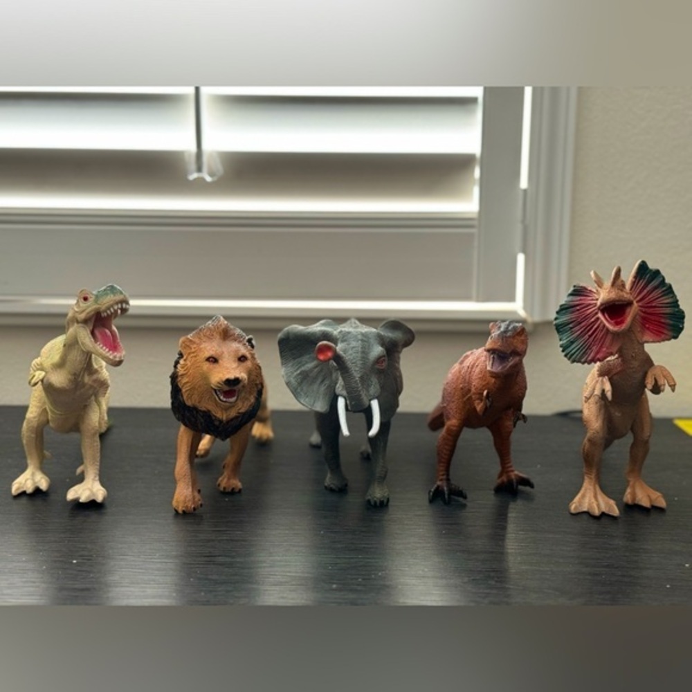 5 LARGE Ankyo Dinosaurs Lion Elephant Hard Plastic Jurassic Toys
